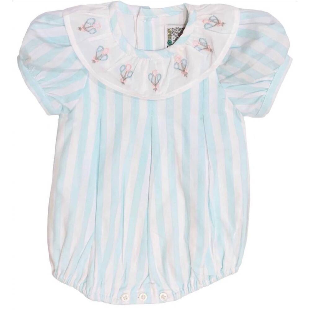 NEW CHRISTIAN ELIZABETH girl's bubble dress in aqua /white